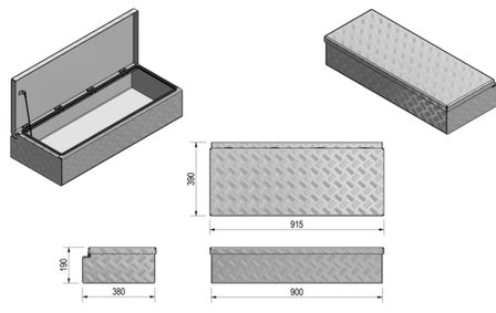 Materiaalkist Aluminium - Afm.&nbsp;900x380x190mm